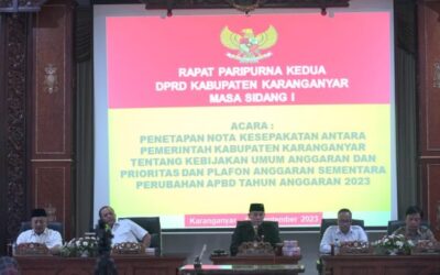 Penetapan Nota Kesepakatan Antara Pemerintah Kabupaten Karanganyar dengan DPRD tentang Kebijakan Umum Anggaran dan Prioritas dan Plafon Anggaran Sementara Perubahan APBD 2023