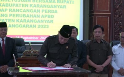 Penetapan Persetujuan Bersama Bupati dan DPRD Kab.Karanganyar Terhadap Rancangan PERDA Tentang Perubahan APBD Tahun 2023