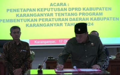 Penetapan Keputusan DPRD Kabupaten Karanganyar Tentang Program Pembentukan Peraturan Daerah Tahun 2024