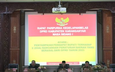 Penyampaian Pendapat Bupati Terhadap 2 (dua) Rancangan Peraturan Daerah yang Berasal dari DPRD Tahun 2023