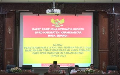 Penetapan Panitia Khusus Pembahasan 2 (Dua) Rancangan Peraturan Daerah yang Berasal dari DPRD Kabupaten Karanganyar Tahun 2023