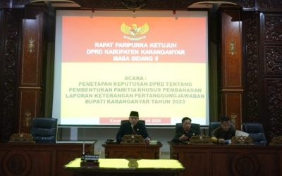 Penetapan Keputusan DPRD Tentang Pembentukan Panitia Khusus Pembahasan LKPJ Bupati Karanganyar Tahun Anggaran 2023