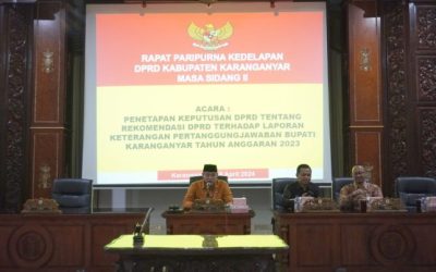 Penetapan Keputusan DPRD Tentang Rekomendasi DPRD Terhadap LKPJ Bupati Karanganyar Tahun Anggaran 2023