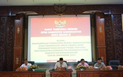 Penyampaian Tanggapan Bupati Terhadap Rancangan Peraturan Daerah Tentang Pertanggungjawaban Pelaksanaan APBD Kabupaten Karanganyar Tahun Anggaran 2023