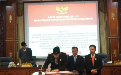 Pengumuman DPRD Kabupaten Karanganyar Tentang Perubahan Atas Susunan Keanggotaan Fraksi DPRD Kabupaten Karanganyar Masa Jabatan Tahun 2024 – 2029 dan Penetapan Rancangan Keputusan DPRD Kabupaten Karanganyar Tentang Pembentukan Badan Musyawarah,Komisi, dan Bapemperda DPRD
