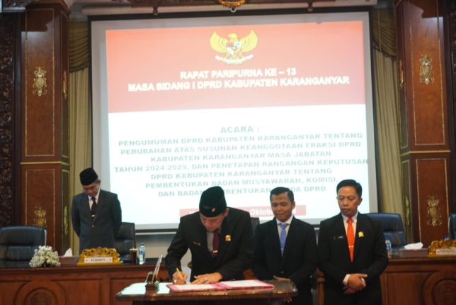 Pengumuman DPRD Kabupaten Karanganyar Tentang Perubahan Atas Susunan Keanggotaan Fraksi DPRD Kabupaten Karanganyar Masa Jabatan Tahun 2024 – 2029 dan Penetapan Rancangan Keputusan DPRD Kabupaten Karanganyar Tentang Pembentukan Badan Musyawarah,Komisi, dan Bapemperda DPRD