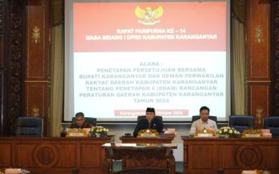 Penetapan Persetujuan Bersama Bupati Karanganyar dan DPRD Kabupaten Karanganganyar Terhadap 6 (Enam) Rancangan Perda Kabupaten Karanganyar Tahun 2024