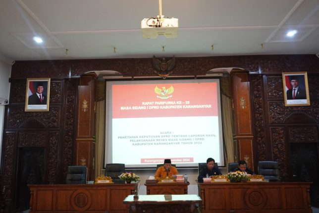 Penetapan Keputusan DPRD Tentang Laporan Hasil Pelaksanaan Reses Masa Sidang I DPRD Kabupaten Karanganyar Tahun 2024