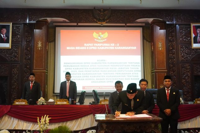 Pengumuman DPRD Kabupaten Karanganyar Tentang Perubahan Kedua Atas Susunan Keanggotaan Fraksi, Komisi,Badan Musyawarah dan Badan Anggaran Masa Jabatan Tahun 2024 – 2029