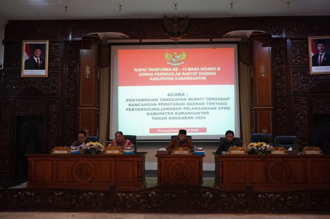 Penyampaian Tanggapan dan/atau Jawaban Bupati Terhadap Pandangan Umum Fraksi Atas Raperda Tentang Pertanggungjawaban Pelaksanaan APBD Kabupaten Karanganyar Tahun Anggaran 2024